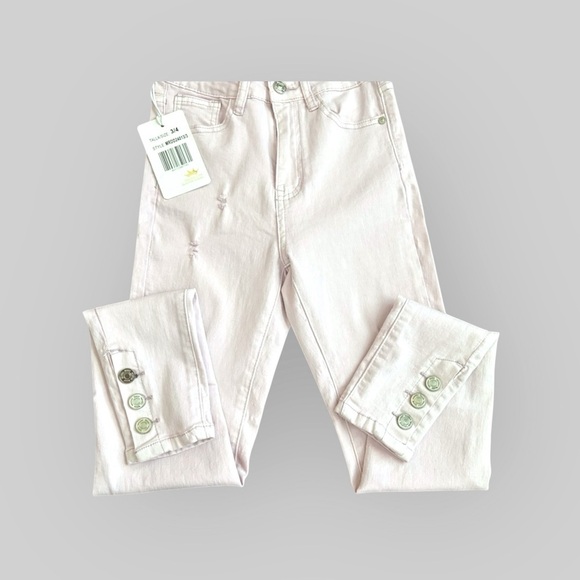 Valeria Jeans, Distressed, Pink, Size 3/4, Silver Accents, NWT - Picture 5 of 5